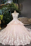 New Arrival Marvelous Floral Wedding Dresses Lace Up Scoop Neck With Appliques