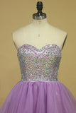 A Line Sweetheart Homecoming Dresses Tulle With Rhinestone Short/Mini