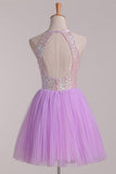 Homecoming Dresses Open Back Scoop Sequined Bodice Tulle Short/Mini