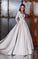 Wedding Dresses A Line Scoop Mid-Length Sleeves Satin With Applique