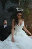 A Line Straps Wedding Dresses Tulle With Applique Lace Up Back