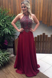 New Arrival Prom Dresses Scoop Beaded Bodice A Line Sweep Train