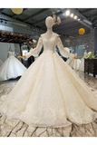 Count Train Princess Wedding Dresses Sweetheart Long Sleeves Ball Gown Wedding SJSPJ37M9KE