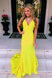 Mermaid Pleated Prom Dress With Open Back V Neck
