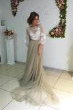 Long Puff Sleeves Prom Dresses Appliques See Through Evening Prom SJSP2HJK88Z