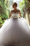Scoop Wedding Dresses A Line With Beading Floor-Length Tulle