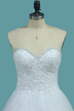 Sweetheart A Line Tulle Wedding Dresses Beaded Bodice Court Train