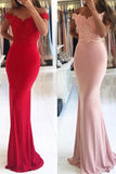 Off The Shoulder Mermaid Prom Dresses Spandex With Applique