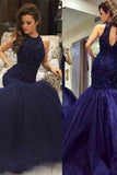 Hot Prom Dresses Mermaid Tulle With Applique And Beadings Zipper Up Scoop Neck