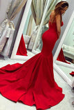 Sexy Red Sweetheart Mermaid Prom Dresses, Strapless Sweetheart Evening Dresses SJS15348