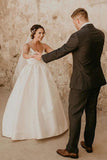 Simple Ivory Sleeveless Beach Wedding Dress Floor Length Satin Spaghetti Straps Bridal SJSPC6KYY8G