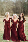 Rustic Red Off The Shoulder Bridesmaid Dresses Fashion