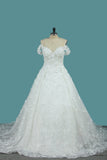 Gorgeous Wedding Dresses A Line Tulle Off The Shoulder With Applique Floor Length