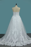 Sweetheart A Line Tulle Wedding Dresses With Applique Court Train