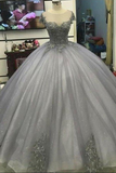 New Arrival Quinceanera Dresses Scoop Tulle With Applique Floor Length Ball Gown