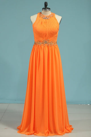 New Arrival Prom Dresses A Line Scoop Chiffon With Ruffles