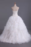 Hot Wedding Dresses Sweetheart With Beads & Applique A Line Organza