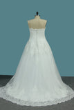 Tulle A Line Sweetheart Wedding Dresses Appliques Court Train