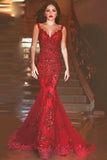 Straps Prom Dresses Mermaid/Trumpet With Applique Tulle Sweep Train