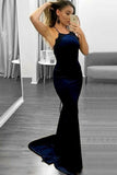 Spaghetti Straps Long Sheath Charming Simple Prom Dresses With Black Appliques