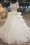 New Arrival Scoop Luxurious Wedding Dresses Lace Up With Appliques And Beading