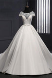 Formal Vintage Ivory Lace Satin Long Ball Gown Wedding Dresses