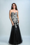 Sweetheart Prom Dresses Mermaid Tulle Floor Length With Applique