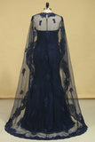 Mermaid Sweetheart Prom Dresses Lace With Beading And Applique Dark Navy Plus Size
