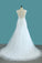 V Neck Tulle A Line Wedding Dresses With Applique And Beads