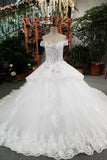 New Arrival Off The Shoulder Wedding Dresses Lace Up With Appliques And Crystals