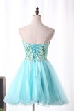 A-Line Sweetheart Homecoming Dresses Short/Mini Tulle With Embroidery And Beads