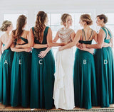Elegant A Line Green Floor Length Bridesmaid Dresses, Long Prom SJS20460