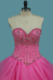 Organza Sweetheart Ball Gown Quinceanera Dresses With Beading