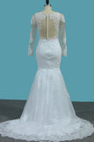 Tulle Mermaid Wedding Dresses With Applique Court Train Detachable