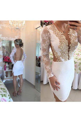 Sheath Scoop Lace With Applique And Beads Short/Mini Homecoming Dresses