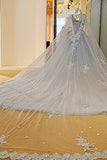 Off The Shoulder A Line Wedding Dresses With Beads Court Train Tulle Lace Up