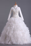 Musilim Wedding Dresses A Line Sweetheart Organza With Beads & Applique