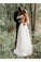 A-Line V-Neck Half Sleeves Backless Tulle Wedding Dresses With Lace Top