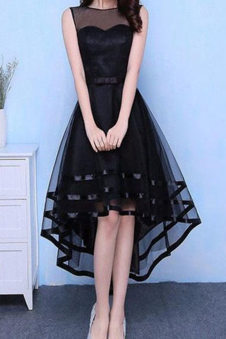 Asymmetrical Scoop Prom Dresses A Line Tulle With Sash