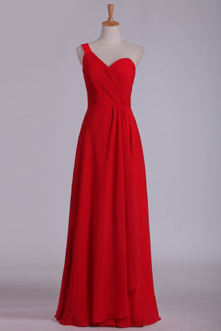 One Shoulder A Line Chiffon With Ruffles Floor Length Bridesmaid Dresses
