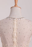 New Arrival Scoop Beaded Bodice Homecoming Dresses A Line Satin Two Pieces
