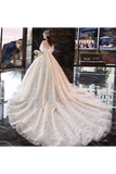 Princess Half Sleeve Ball Gown Wedding Dresses Appliques V Neck Bridal SJSPYYC62LK