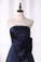 A Line Bridesmaid Dresses Strapless Knee Length Satin With Ruffles