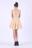 Scoop Homecoming Dresses A Line Tulle With Applique Short/Mini