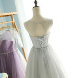 Elegant A-Line Round Neck Purple Tulle Short Cute Mini Homecoming Dresses JS102
