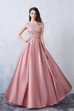 Lace Glamorous Sleeveless A Line Long Prom Dresses