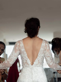 A Line Long Sleeve Lace Gorgeous Wedding Dresses Modest Bride Gowns