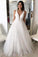 A Line Deep V Neck Ball Gown Prom Dresses Open Back White Evening Dresses JS536