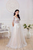 A Line Half Sleeve Lace Appliques Wedding Dresses Sweetheart Wedding Gowns JS504
