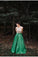 A Line Halter Emerald Green Beaded Prom Dresses Backless Satin Long Prom Dresses JS825